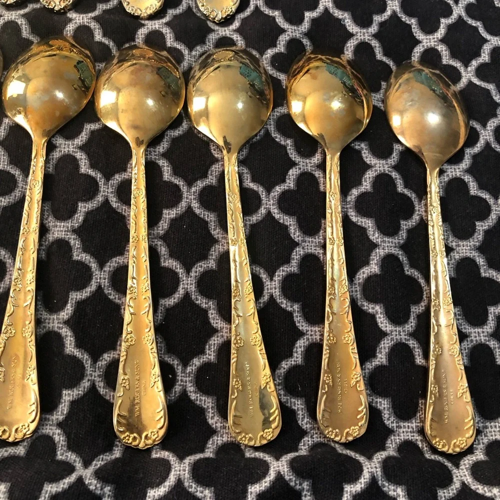 Vtg William Rogers and Sons Flatware Silverware GOLD PLATE 23 Pieces 9” Fork L12